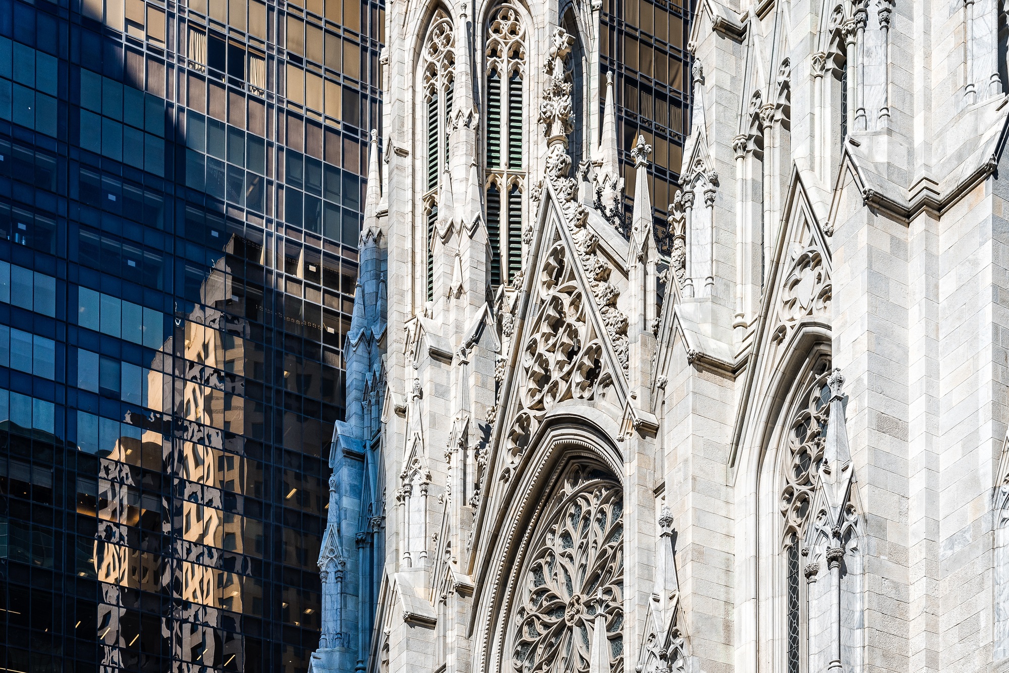 Detail of facade St Patrick Cathedral of New York City, USA. Detail of facade St Patrick Cathedral of New York City, USA.