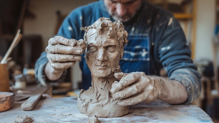 sculptor-crafting-bust-stockcake